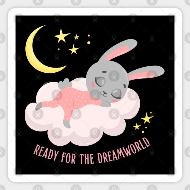 Ready for the dream world Hello little bunny in pajamas sleeping cute baby outfit Magnet by BoogieCreates